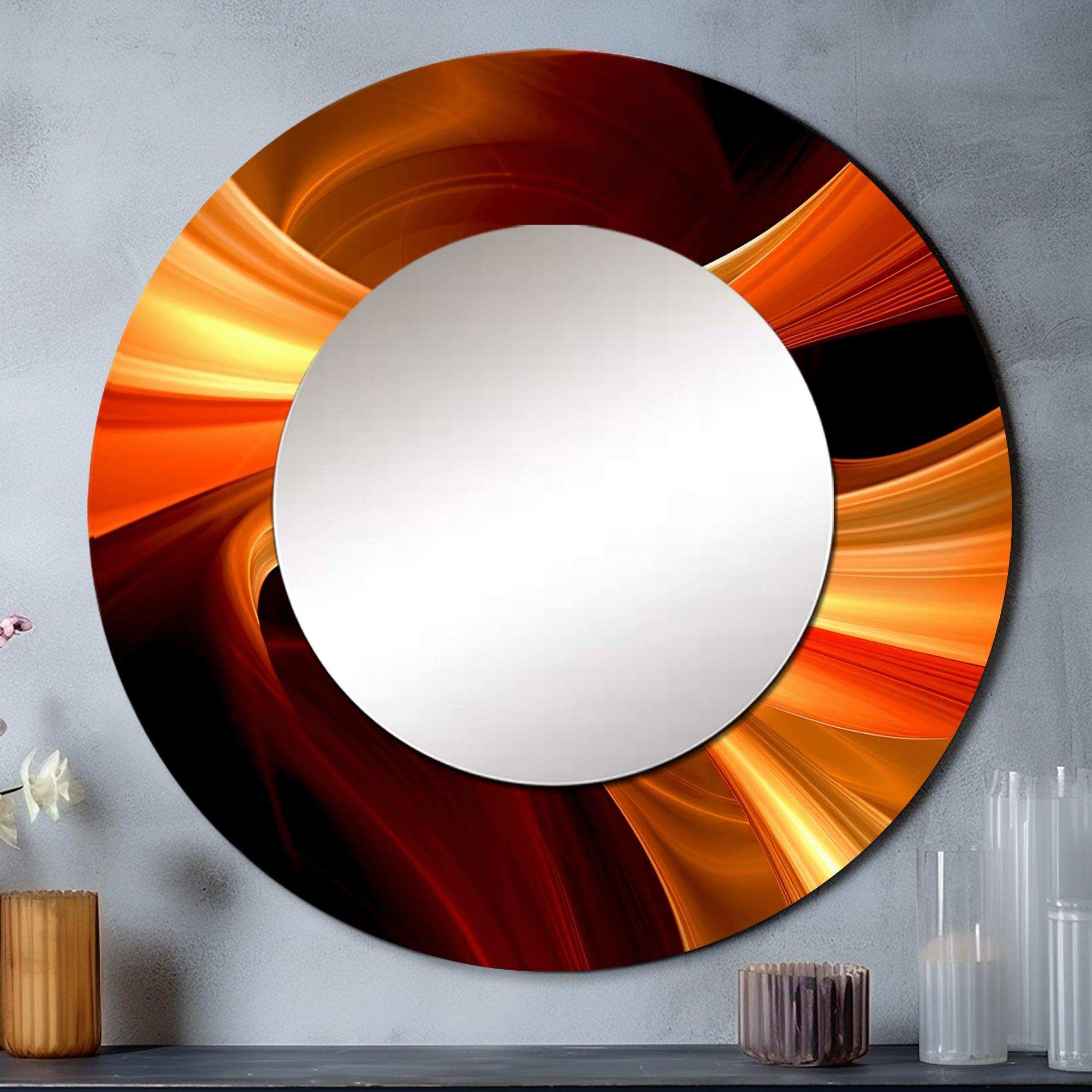 Orange Abstract Warm Fractal Design I - Abstract Wall Mirror