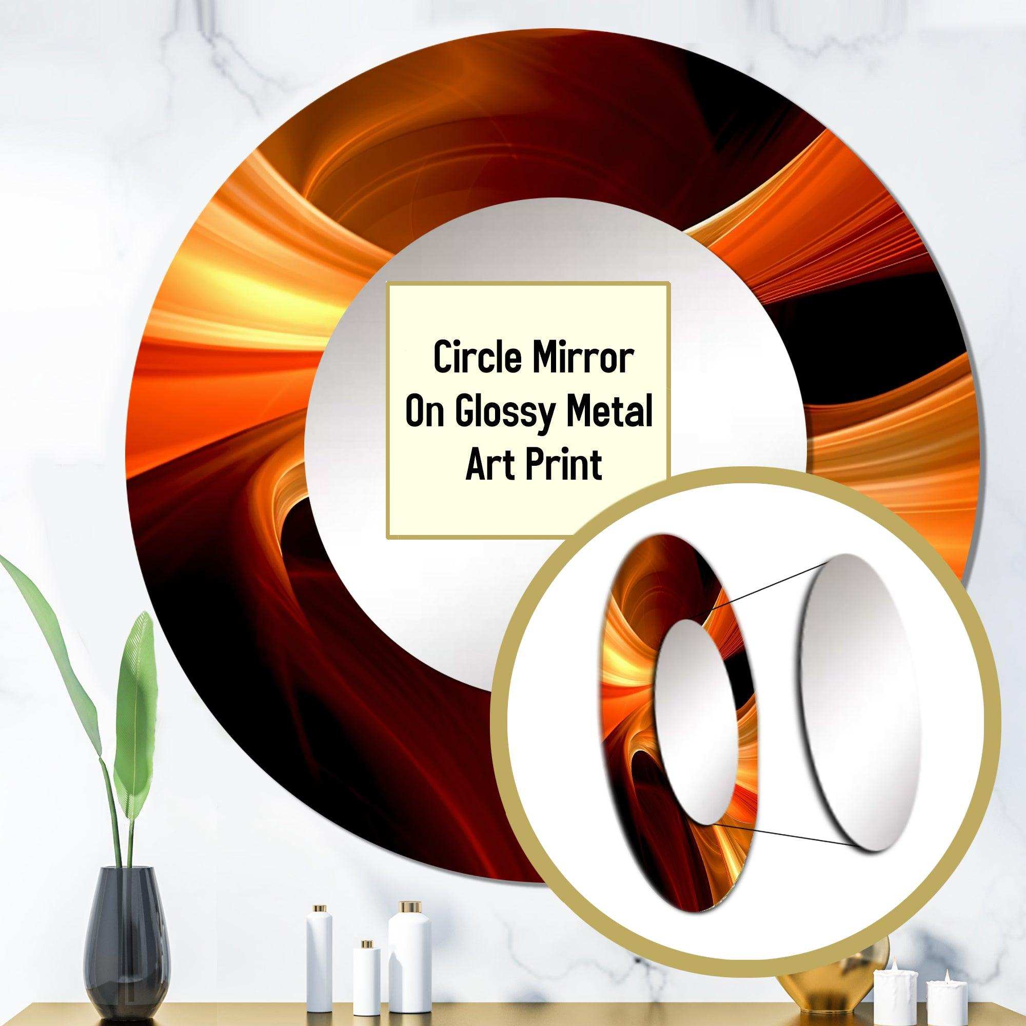 Orange Abstract Warm Fractal Design I - Abstract Wall Mirror