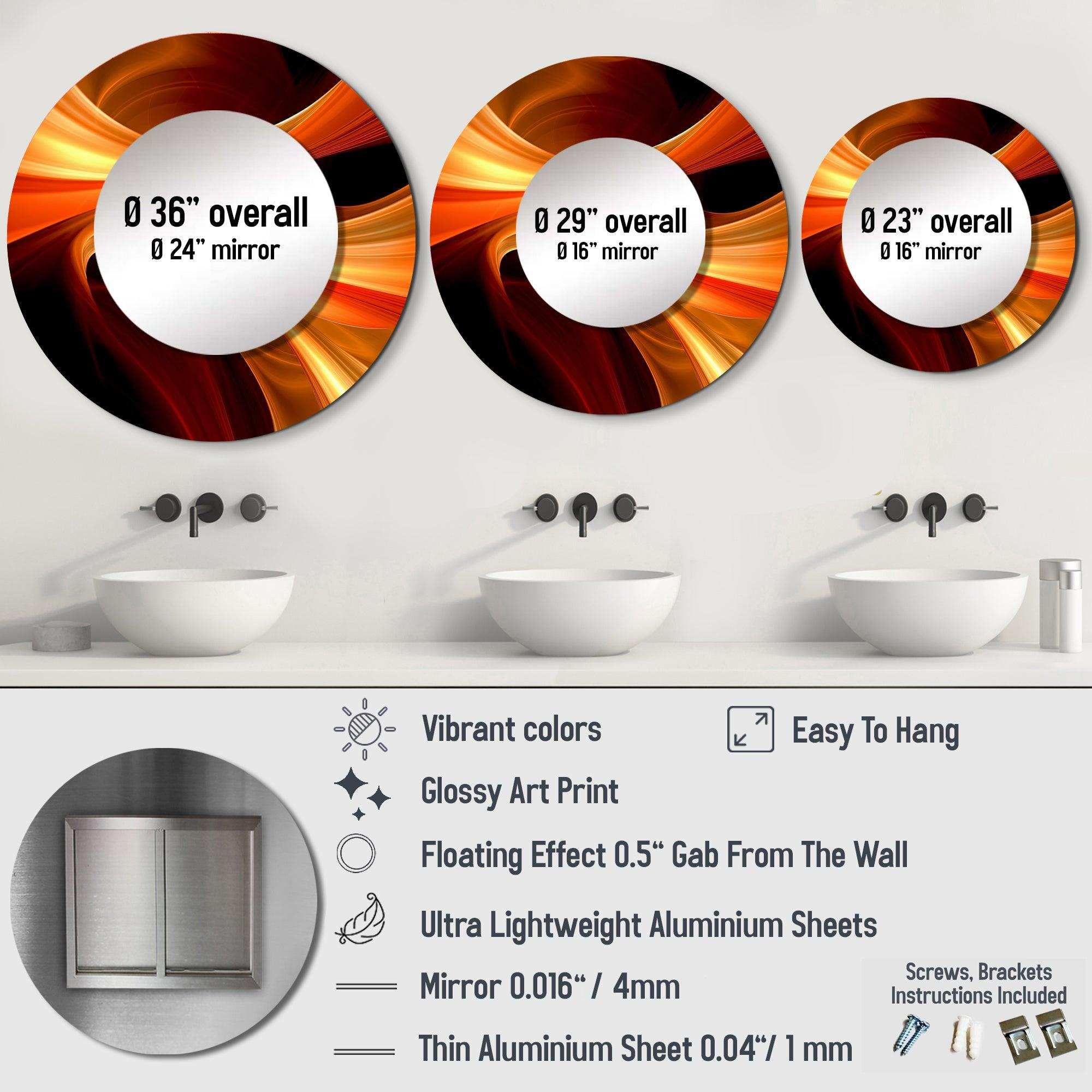 Orange Abstract Warm Fractal Design I - Abstract Wall Mirror