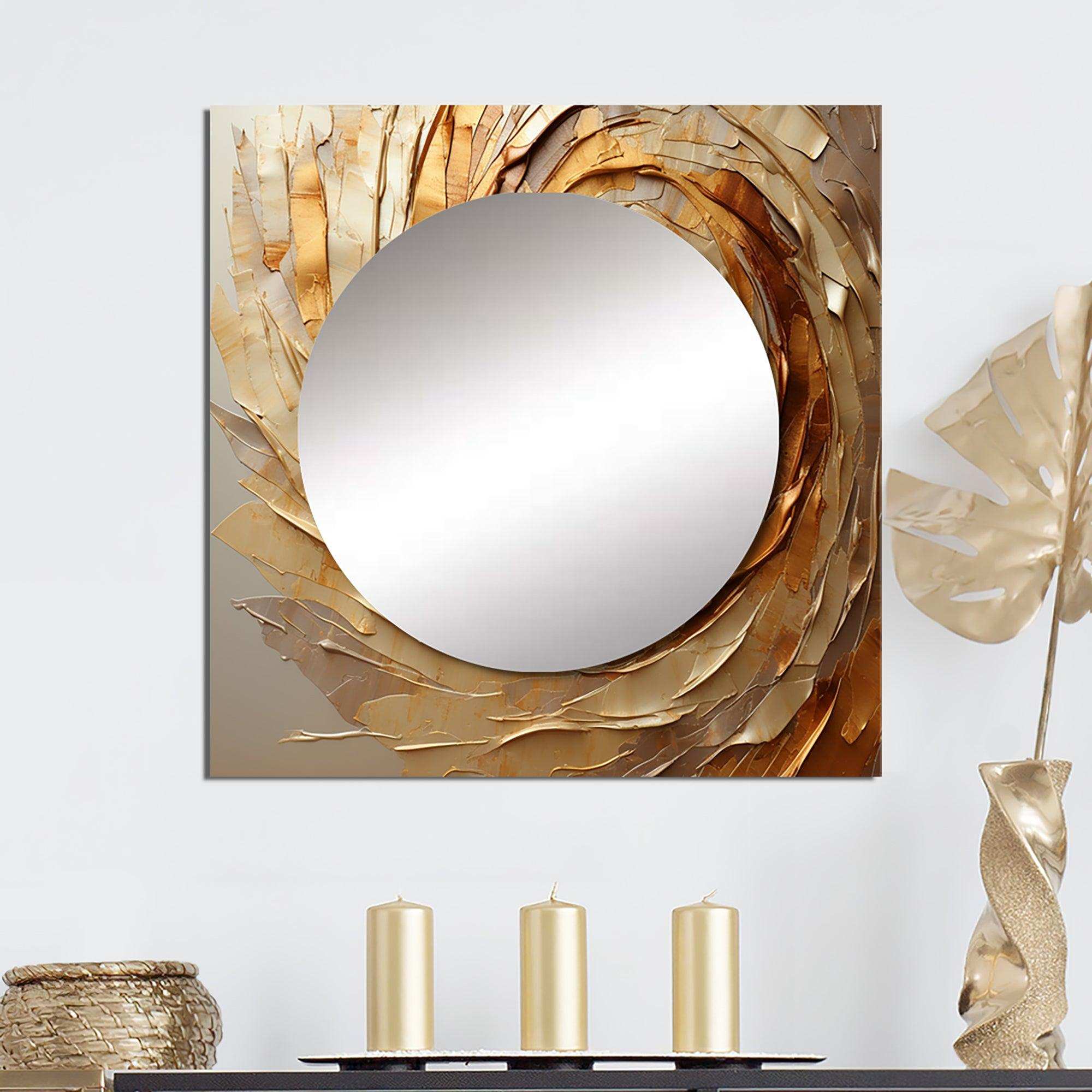 Brown Gilded Mocha Spiral - Abstract Wall Mirror