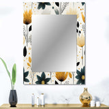 Nordic Yellow Simplicity Floral Grace - Floral Wall Mirror