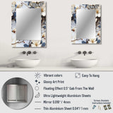 Magnolias Vein White And Blue Marble Pat - Marble Wall Mirror