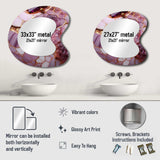 Pink and gold Marble agate river V - Abstract Asymmetrical Wall Mirror
