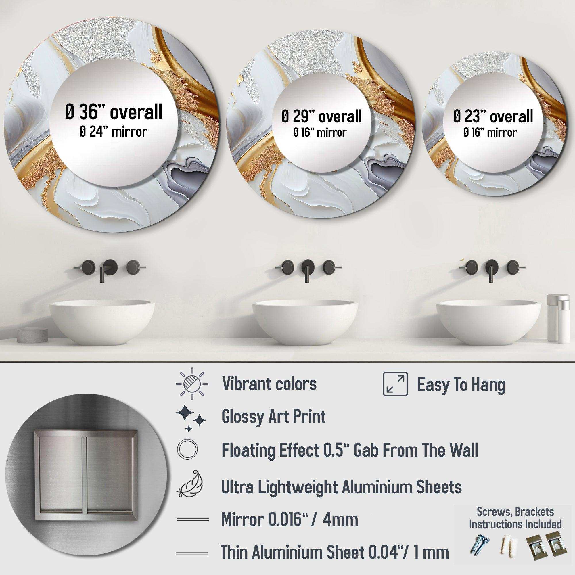 White And Gold Marble Abstract I - Abstract Wall Mirror