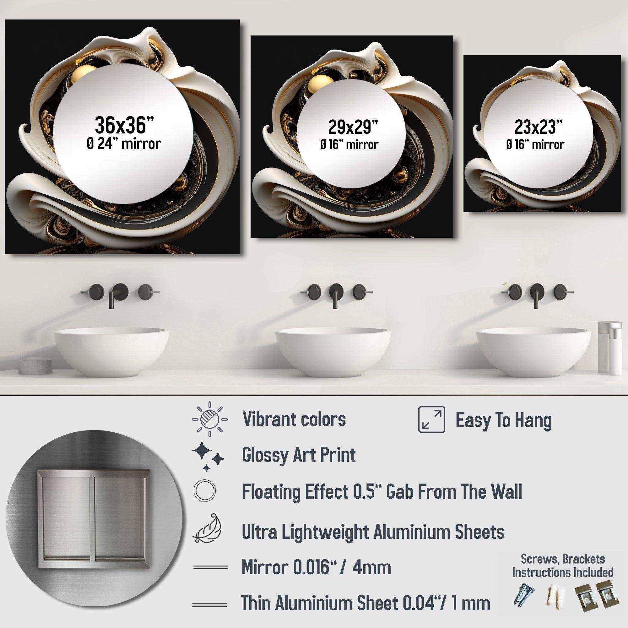 Liquid White Stained Glass V - Abstract Wall Mirror