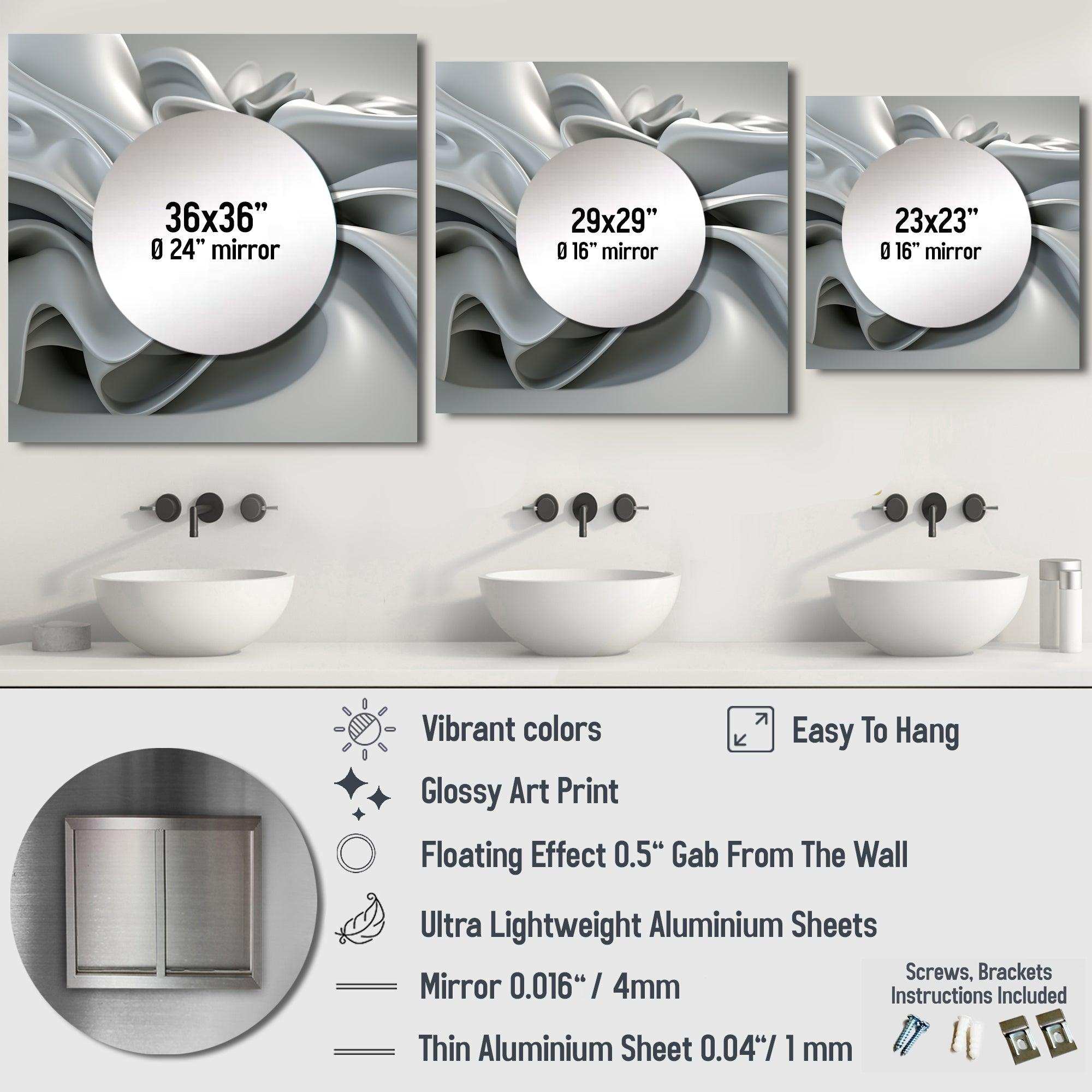 Grey Infinite Ripples - Abstract Wall Mirror