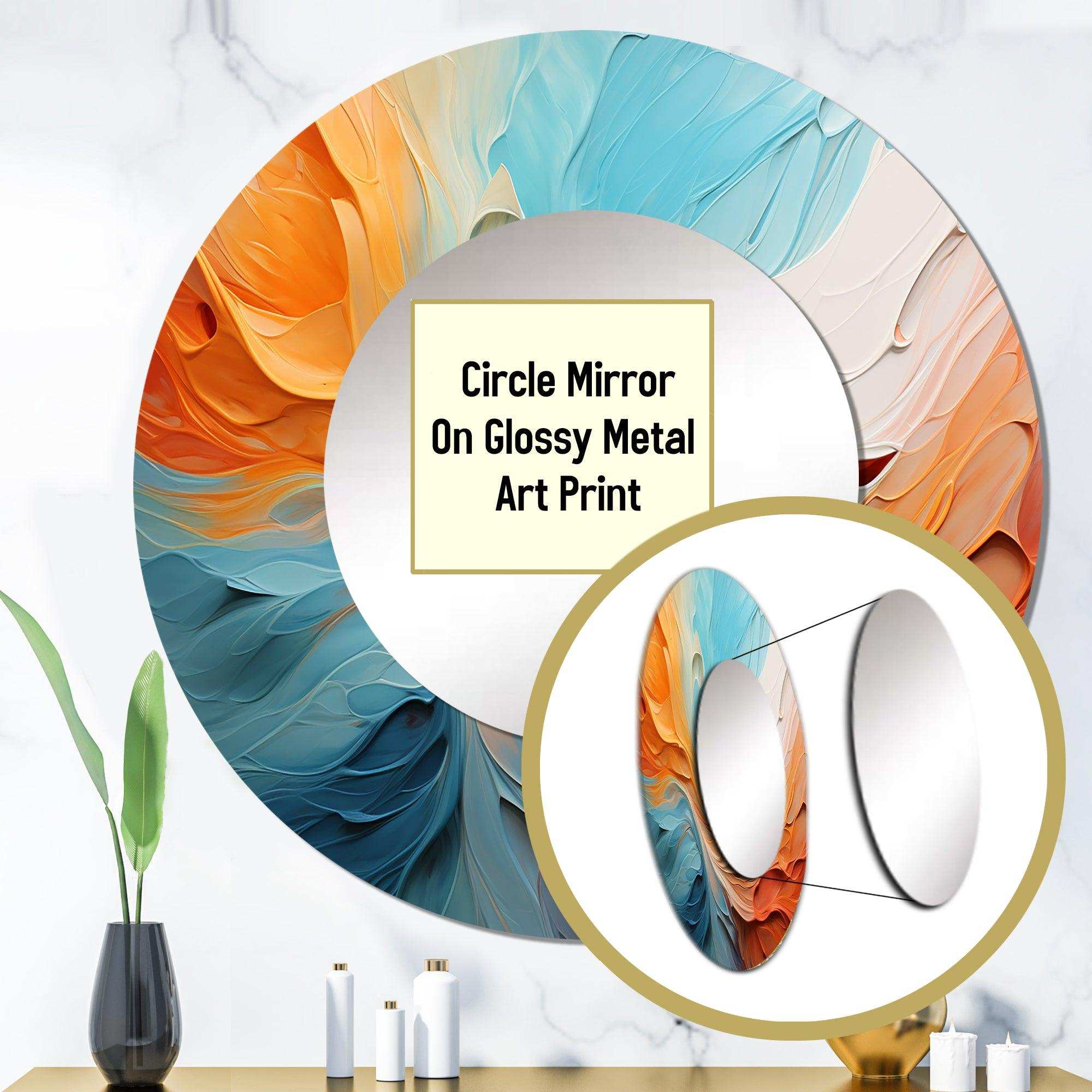 Teal Orange Bold Abstract Flow Collage I - Abstract Wall Mirror