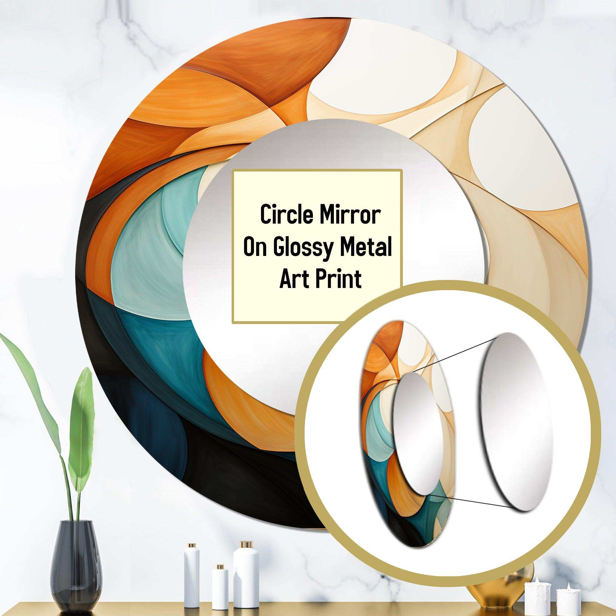 Orange Mid Century Organic Harmony I - Abstract Wall Mirror