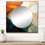 Orange Mid Century Organic Harmony I - Abstract Wall Mirror