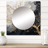Golden Branch Tree Luminous Tangle III - Floral Wall Mirror