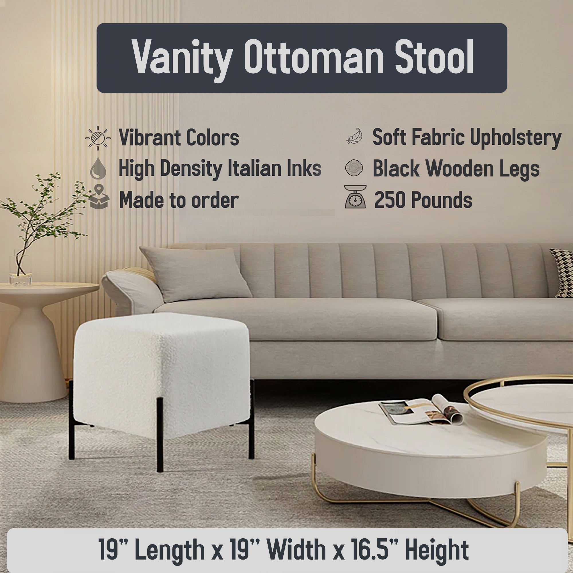 Enchanted Paisley Gard Marble Pattern - Upholstered Marble Vanity Stool - Glam Ottoman