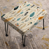 Antique Beige Vintage Minimalism Boho Pattern - Upholstered Floral Vanity Stool