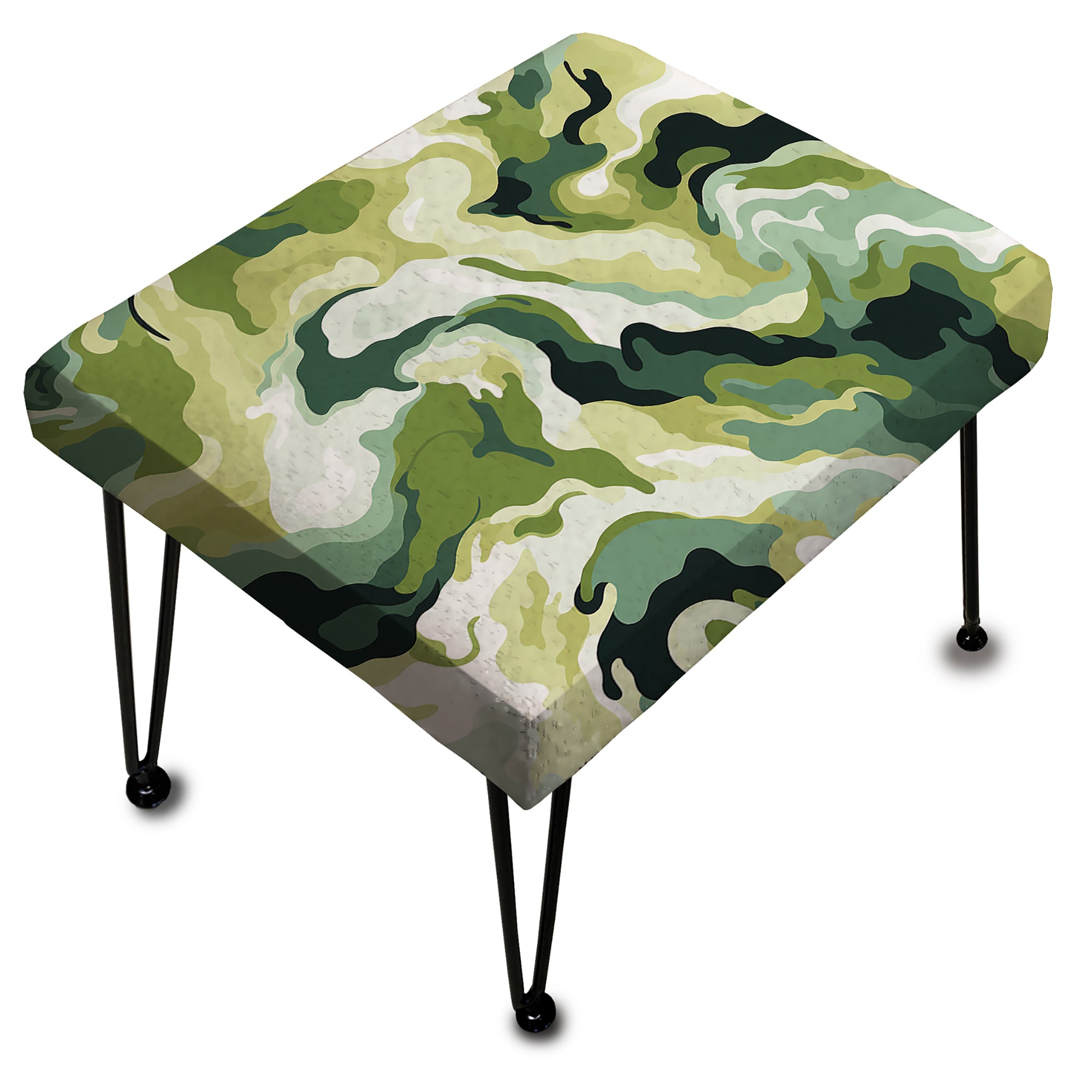 Rebel Soul - Upholstered Camouflage Vanity Stool - Modern Ottoman