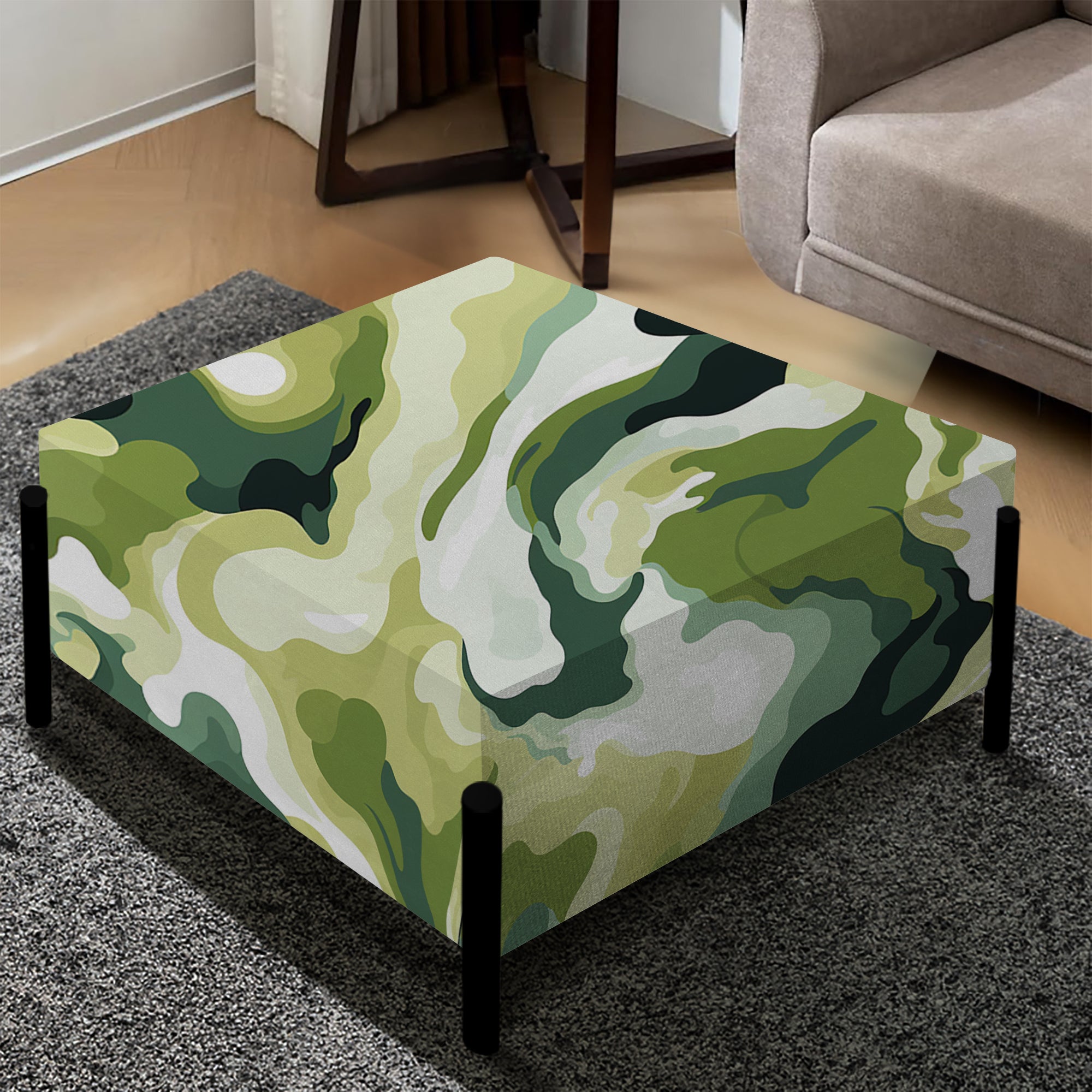 Rebel Soul - Upholstered Camouflage Vanity Stool - Modern Ottoman