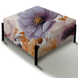 Purple And Beige Flower Garden Sunshine - Upholstered Floral Vanity Stool