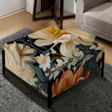 Grey Beige And Orange Farmhouse Floral Pattern - Upholstered Floral Vanity Stool