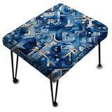 Boho Cobalt Tessellations Geometric - Upholstered Geometric Vanity Stool - Modern Ottoman
