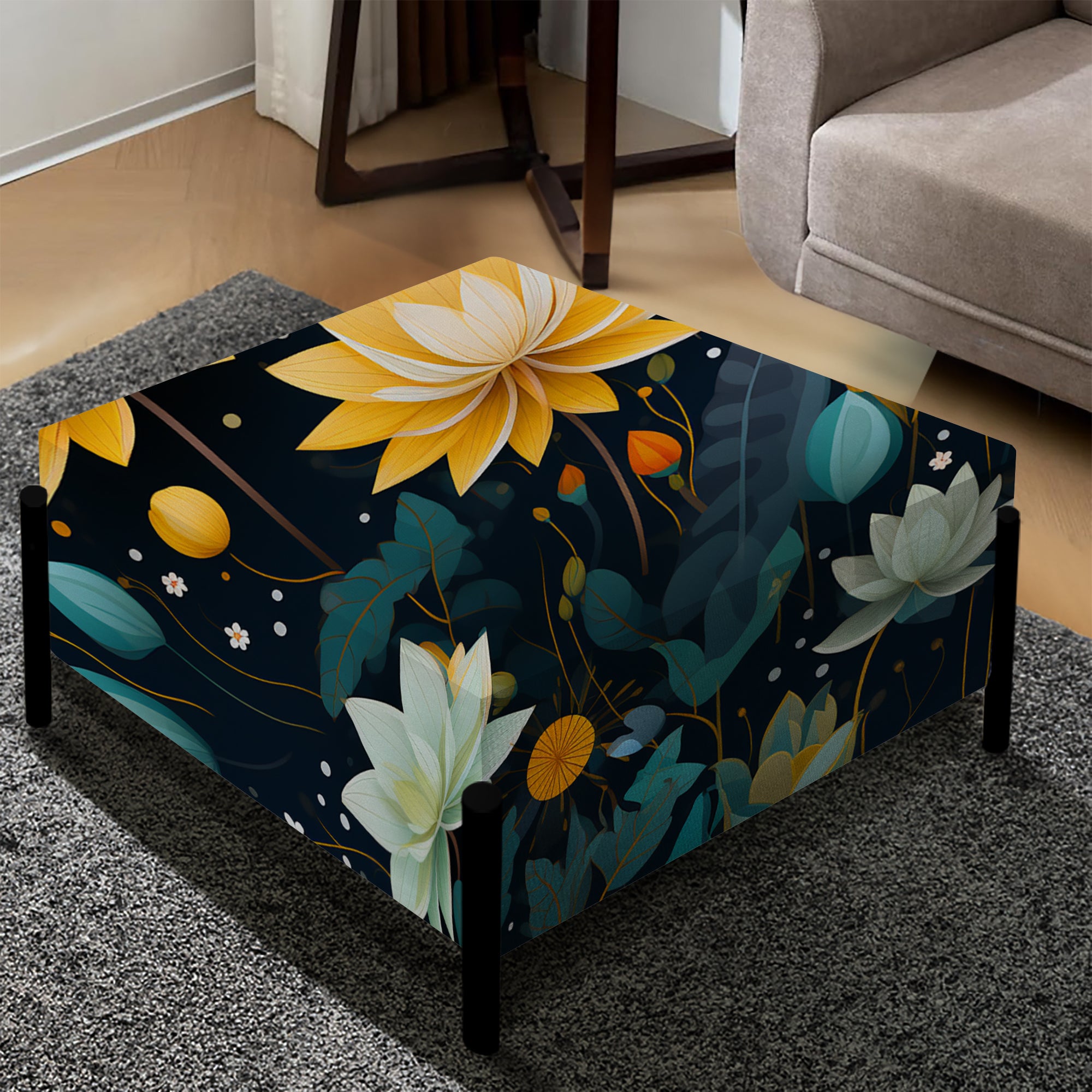 Inner Balance Pursuit Mediation - Upholstered Floral Vanity Stool - Bohemian
