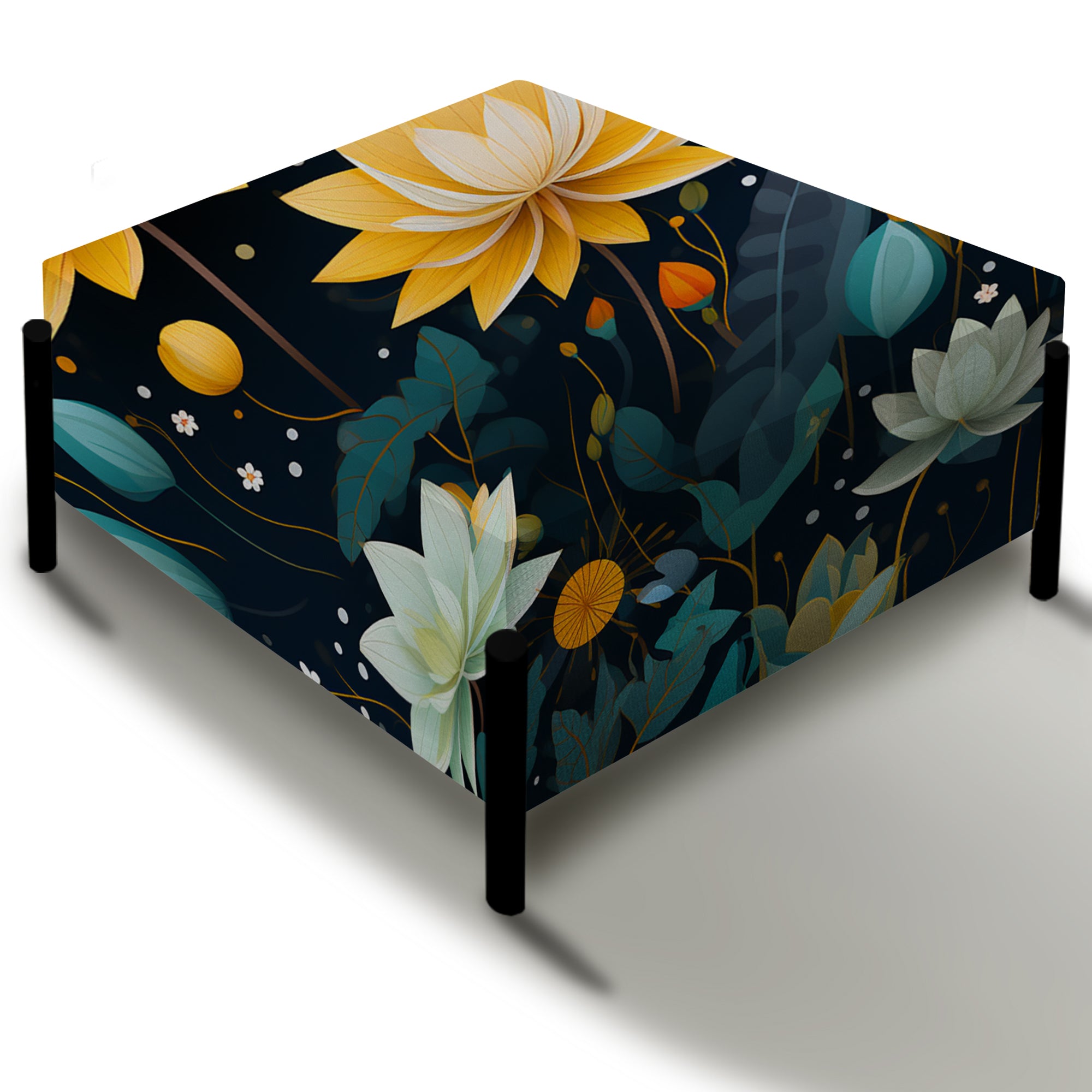 Inner Balance Pursuit Mediation - Upholstered Floral Vanity Stool - Bohemian