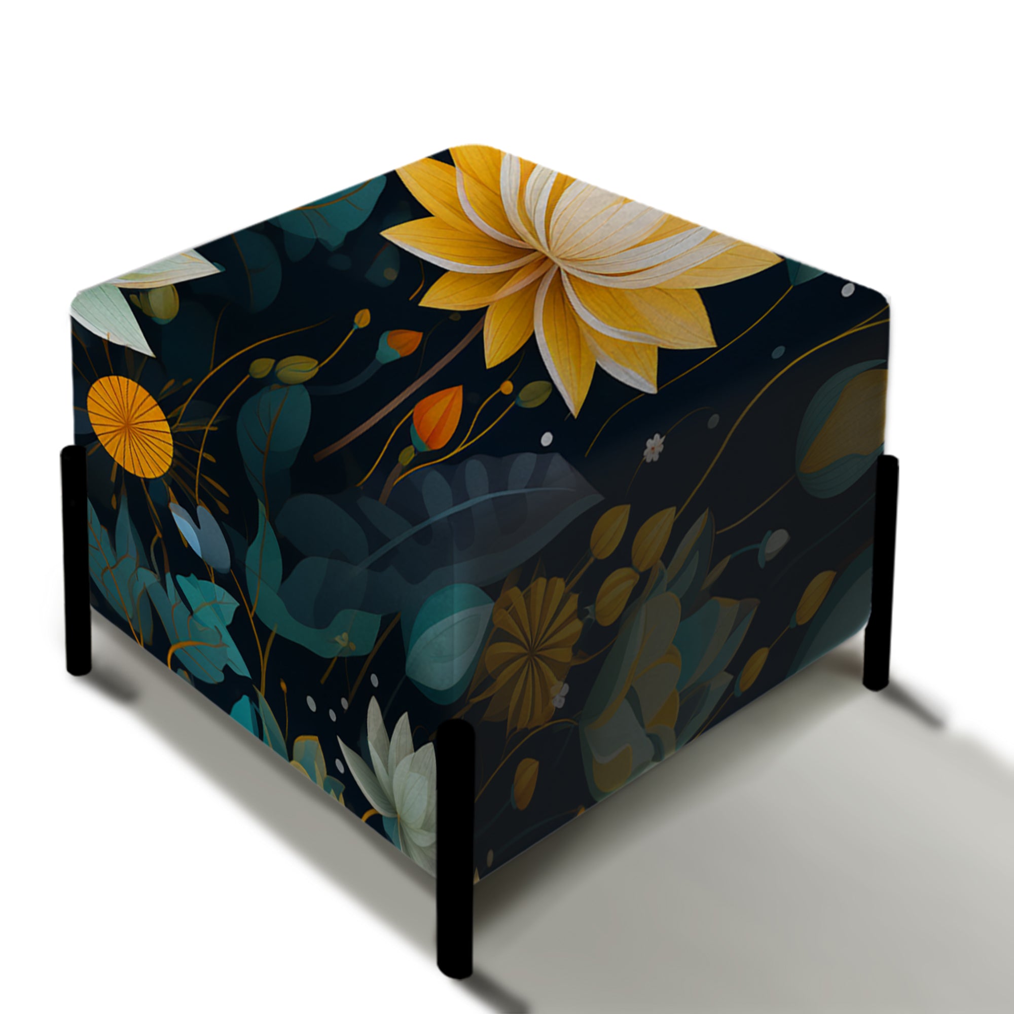 Inner Balance Pursuit Mediation - Upholstered Floral Vanity Stool - Bohemian