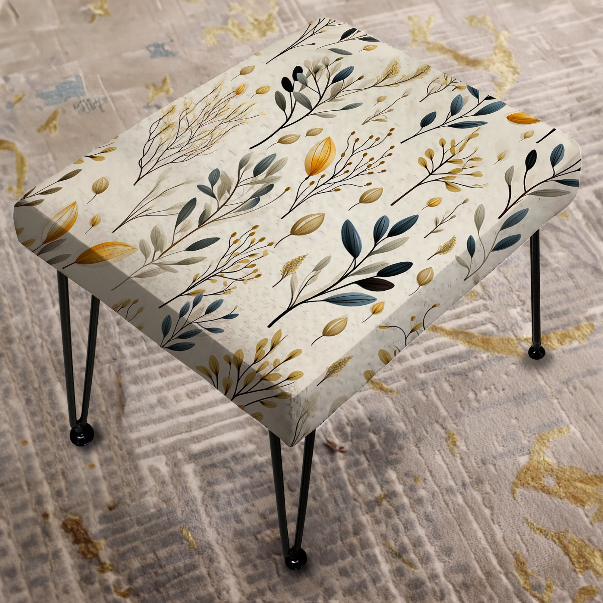 Minimalist Nature - Upholstered Floral Vanity Stool - Bohemian