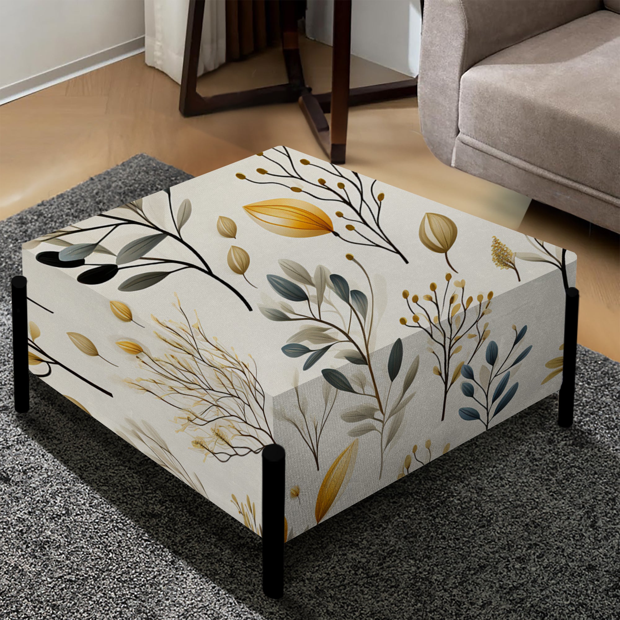 Minimalist Nature - Upholstered Floral Vanity Stool - Bohemian