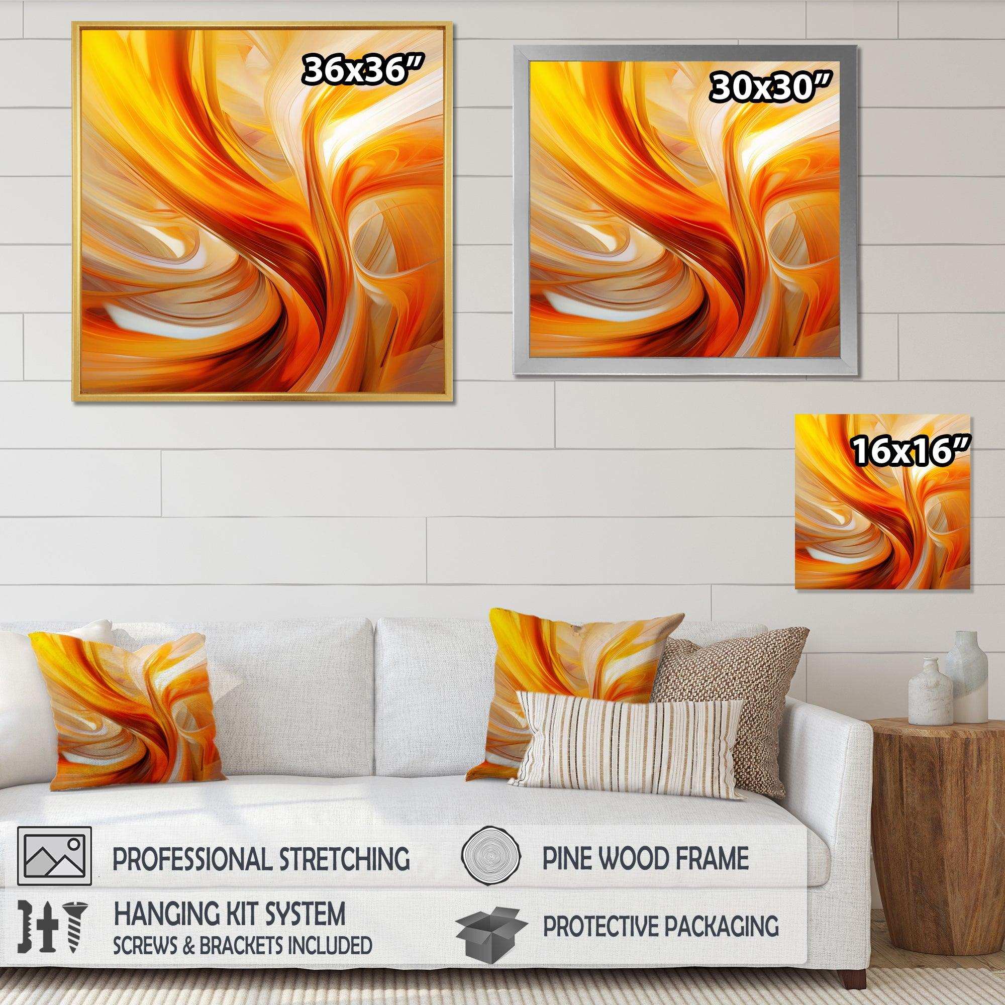 Orange Abstract Warm Fractal Design VII - Abstract Canvas Wall Art