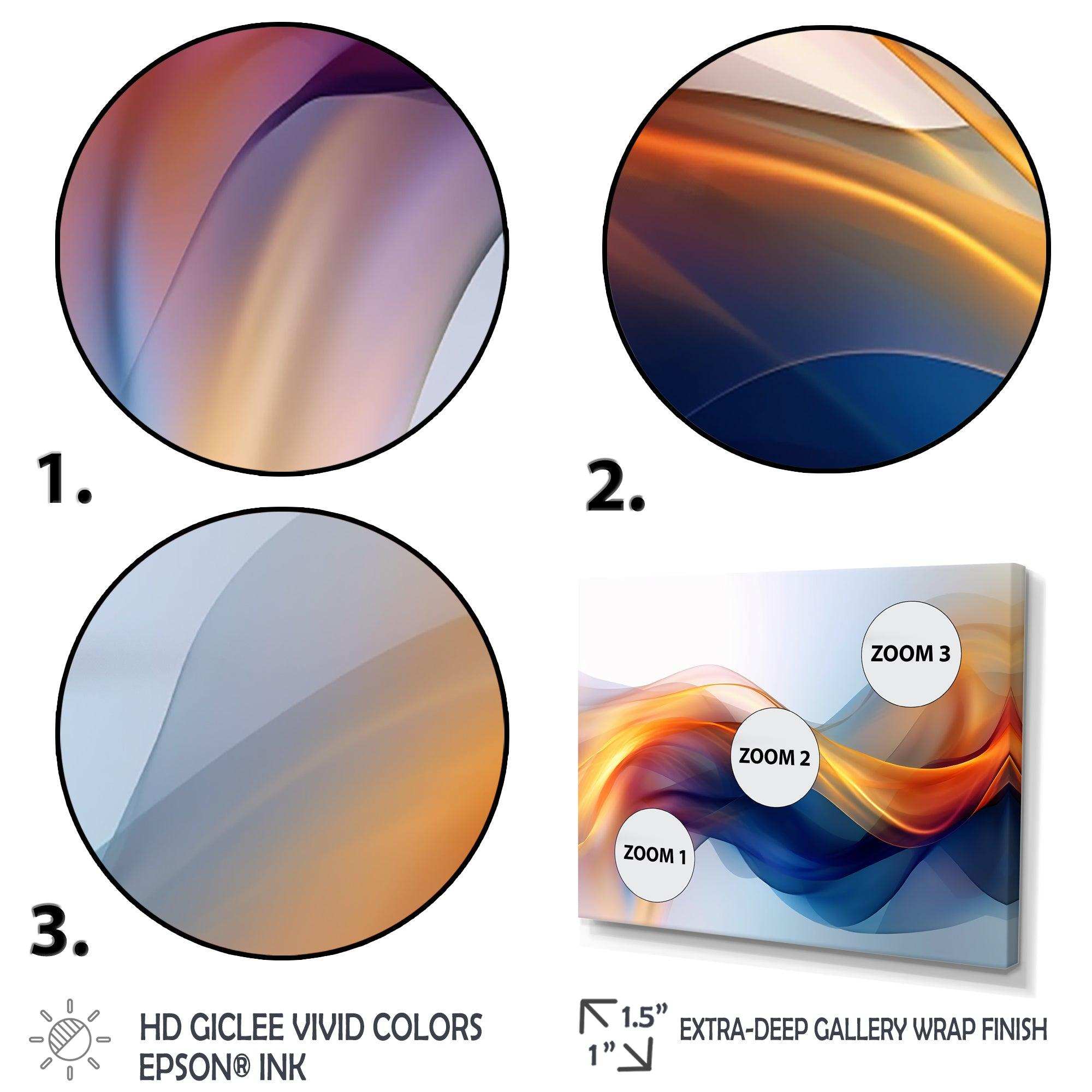 Orange Blue Fractal Fluidity I - Abstract Canvas Wall Art