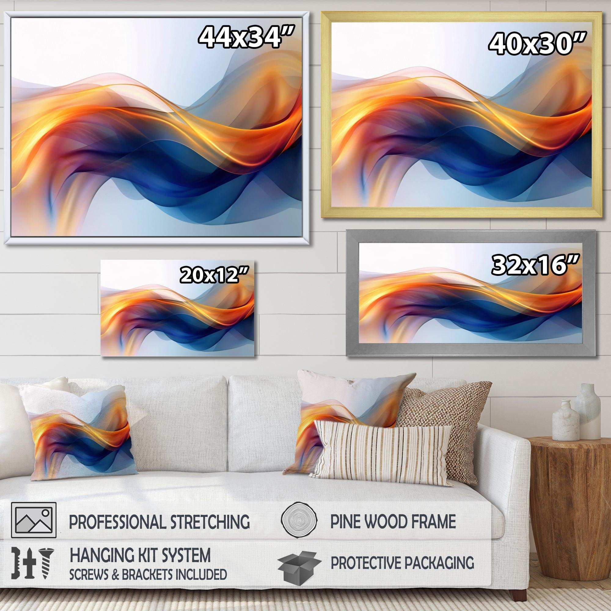 Orange Blue Fractal Fluidity I - Abstract Canvas Wall Art