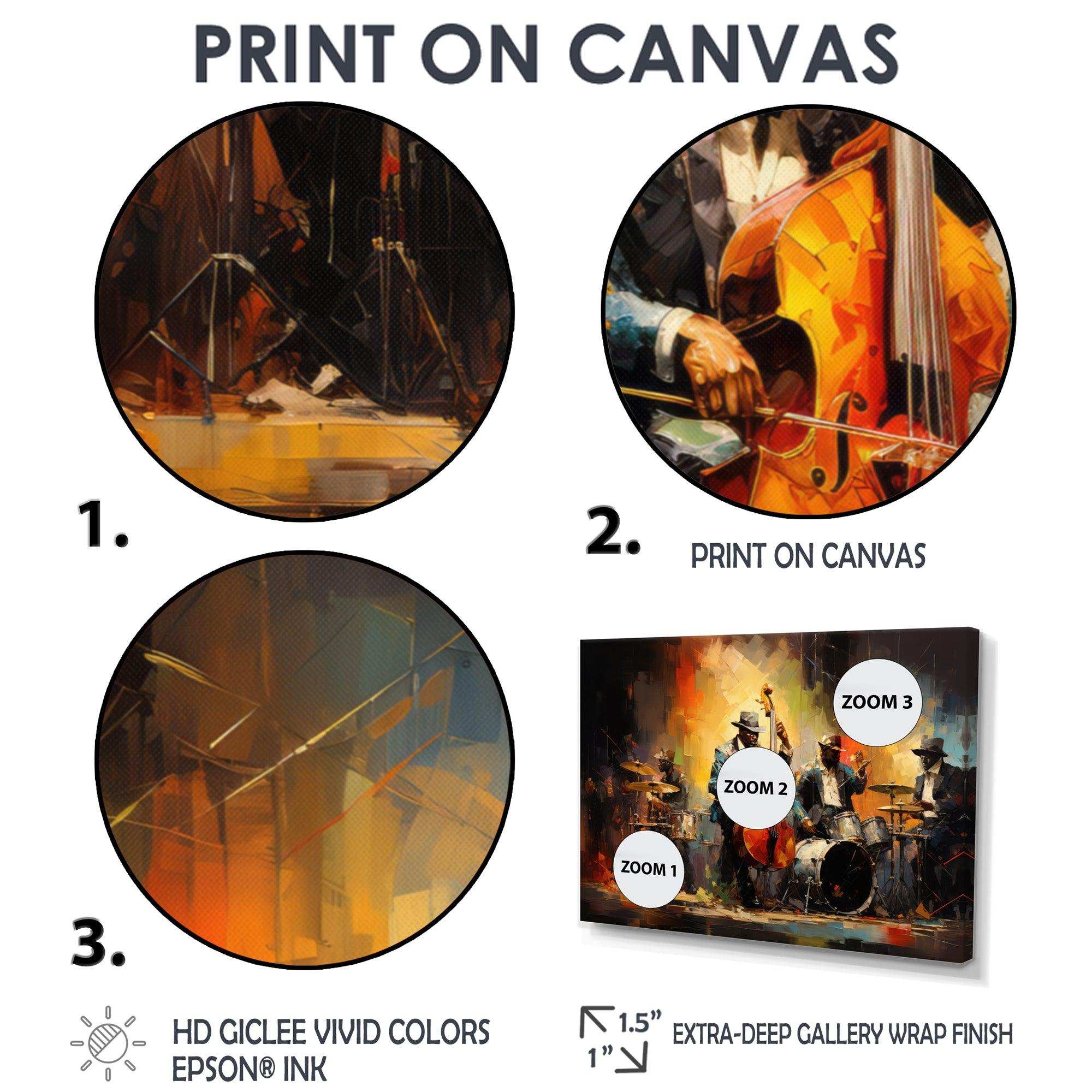 Yellow Orange Jazz Band - Fashion Canvas Wall Art