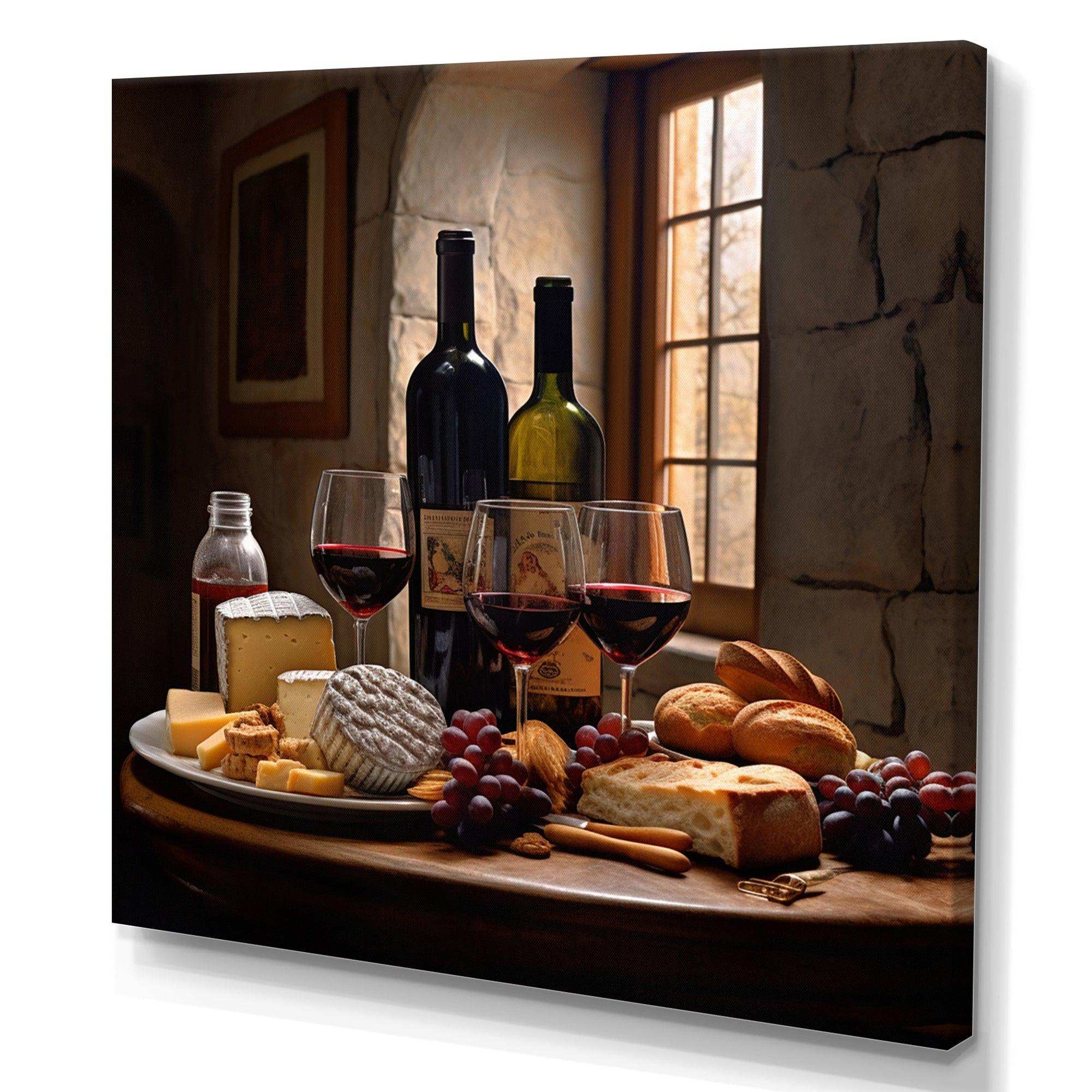 Cheese and Wine I - Food & Beverage Canvas Wall Art