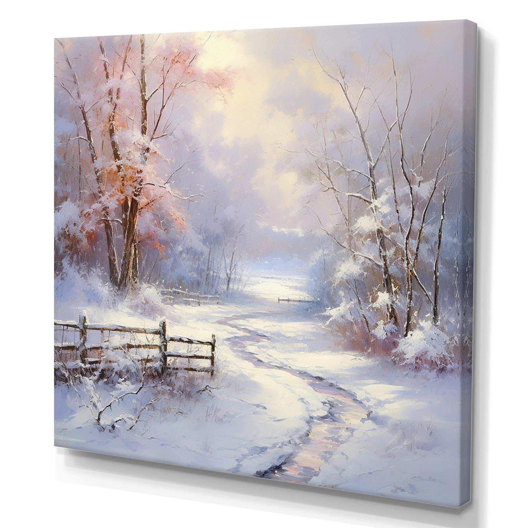 Winter'S Silente River - Landscapes Canvas Wall Art