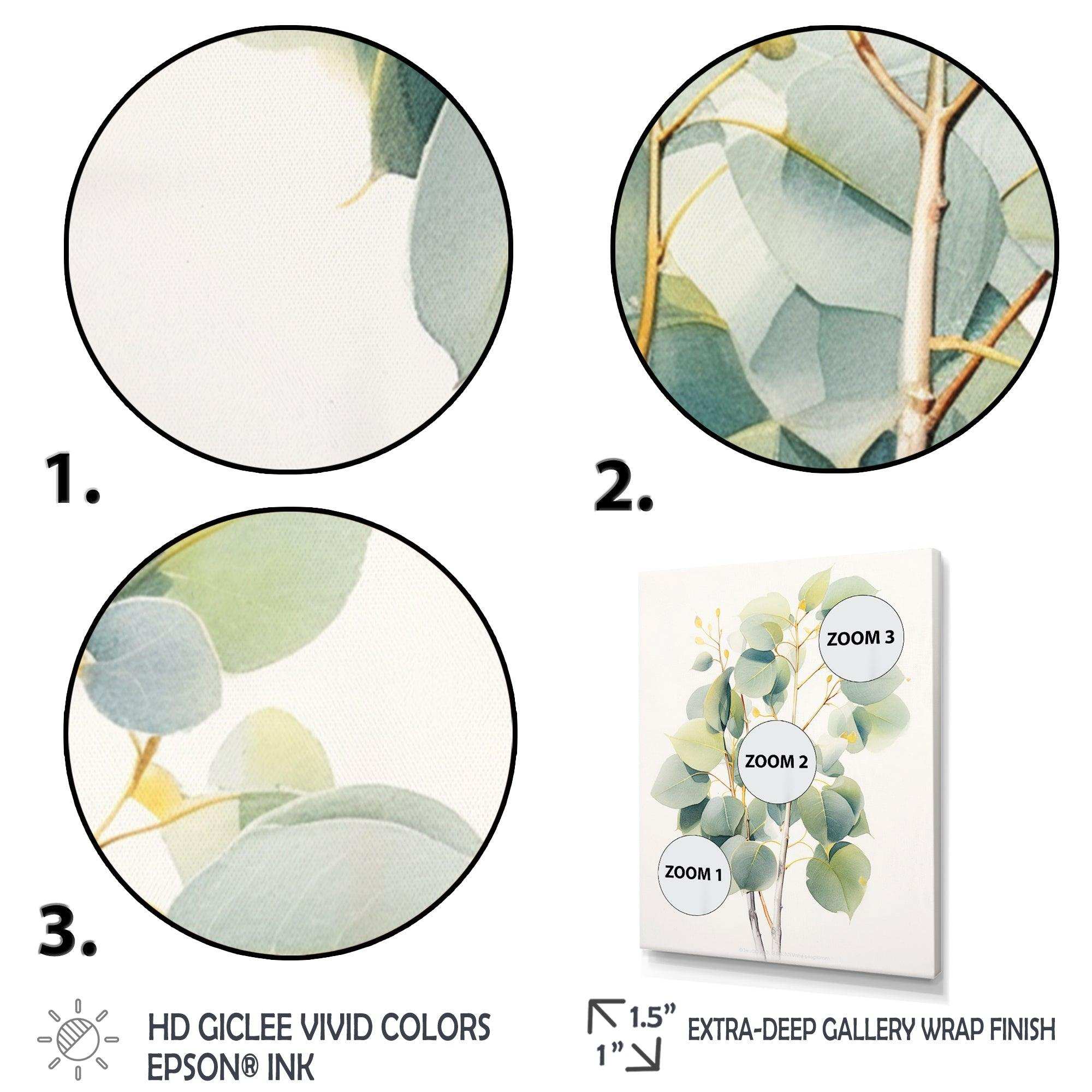 Green White Minimalism Eucalyptus Essence V - Floral Canvas Wall Art