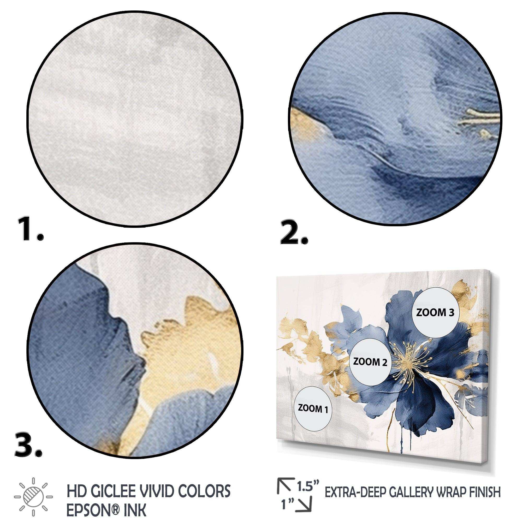 Blue White Hibiscus Tropical Harmony Flowers I - Floral Canvas Wall Art