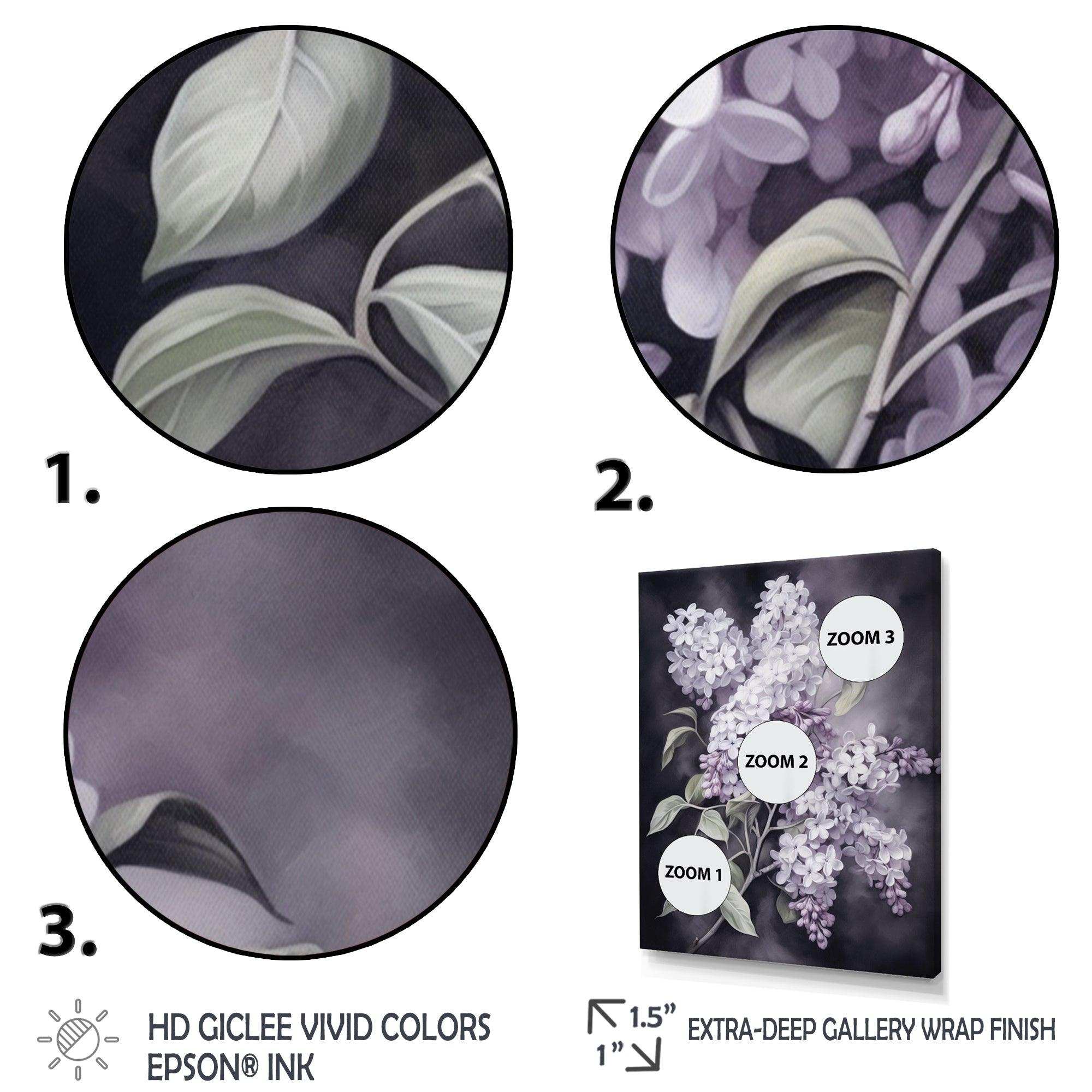 Purple Green Lilacs Fragrants Blossum - Floral Canvas Wall Art