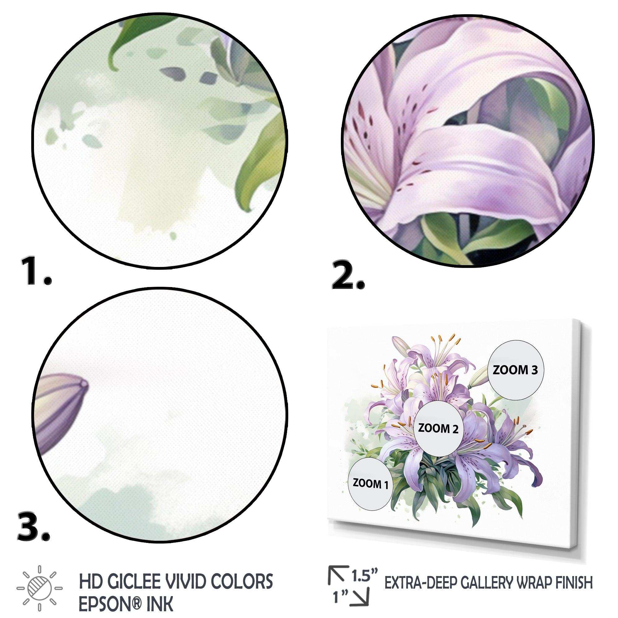 Purple Green Lily Symphony I - Floral Canvas Wall Art