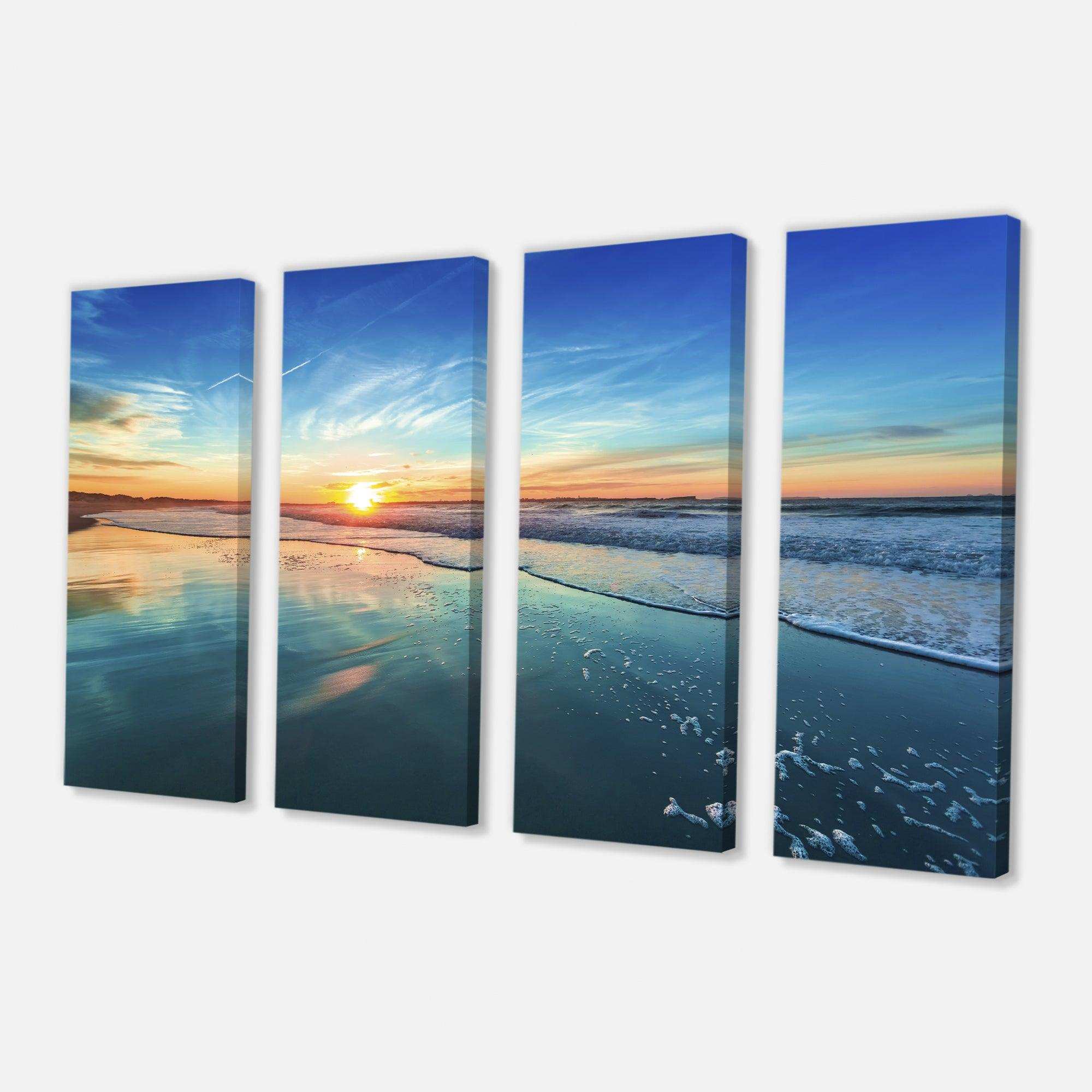 Blue Seashore with Distant Sunset Multi-Panels