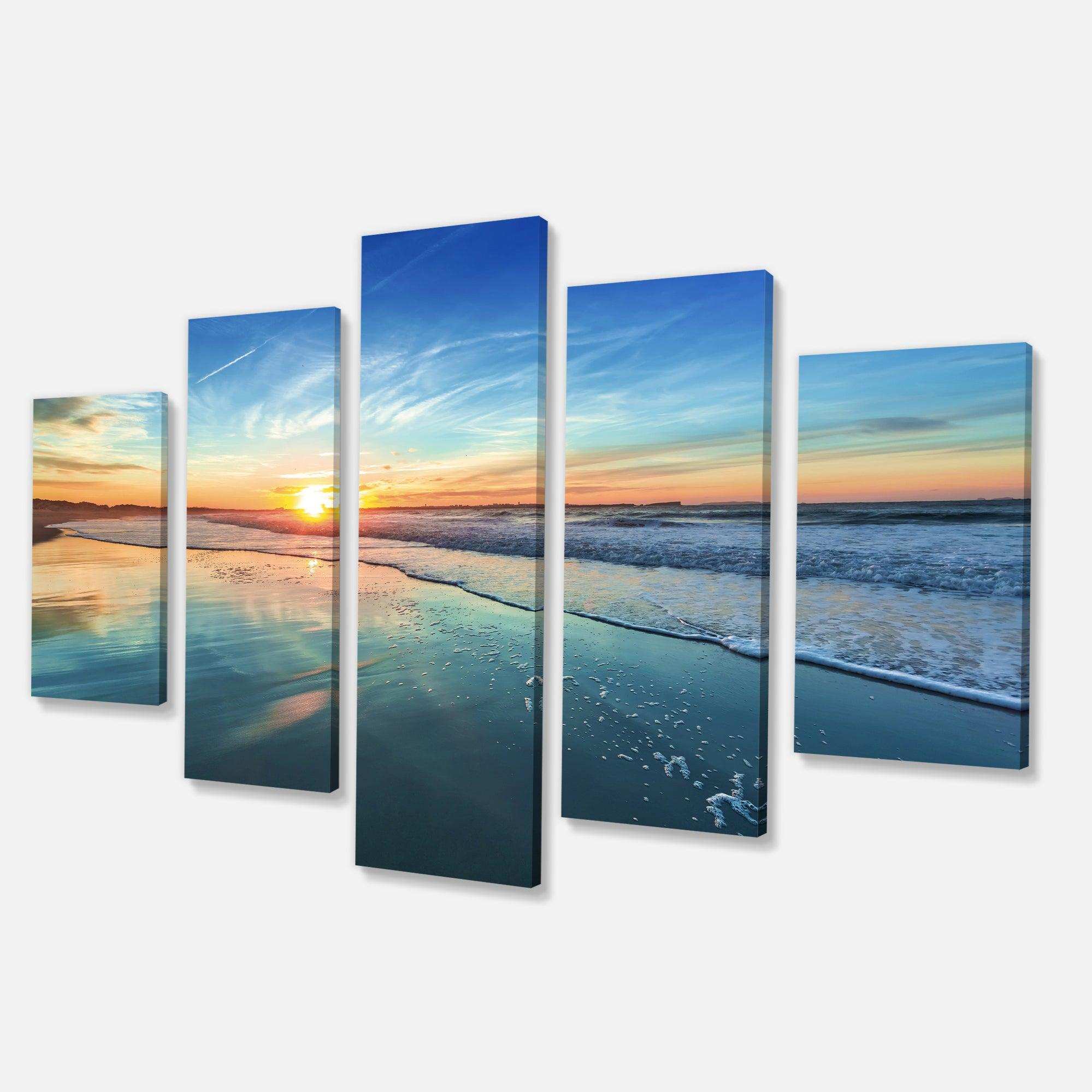 Blue Seashore with Distant Sunset Multi-Panels