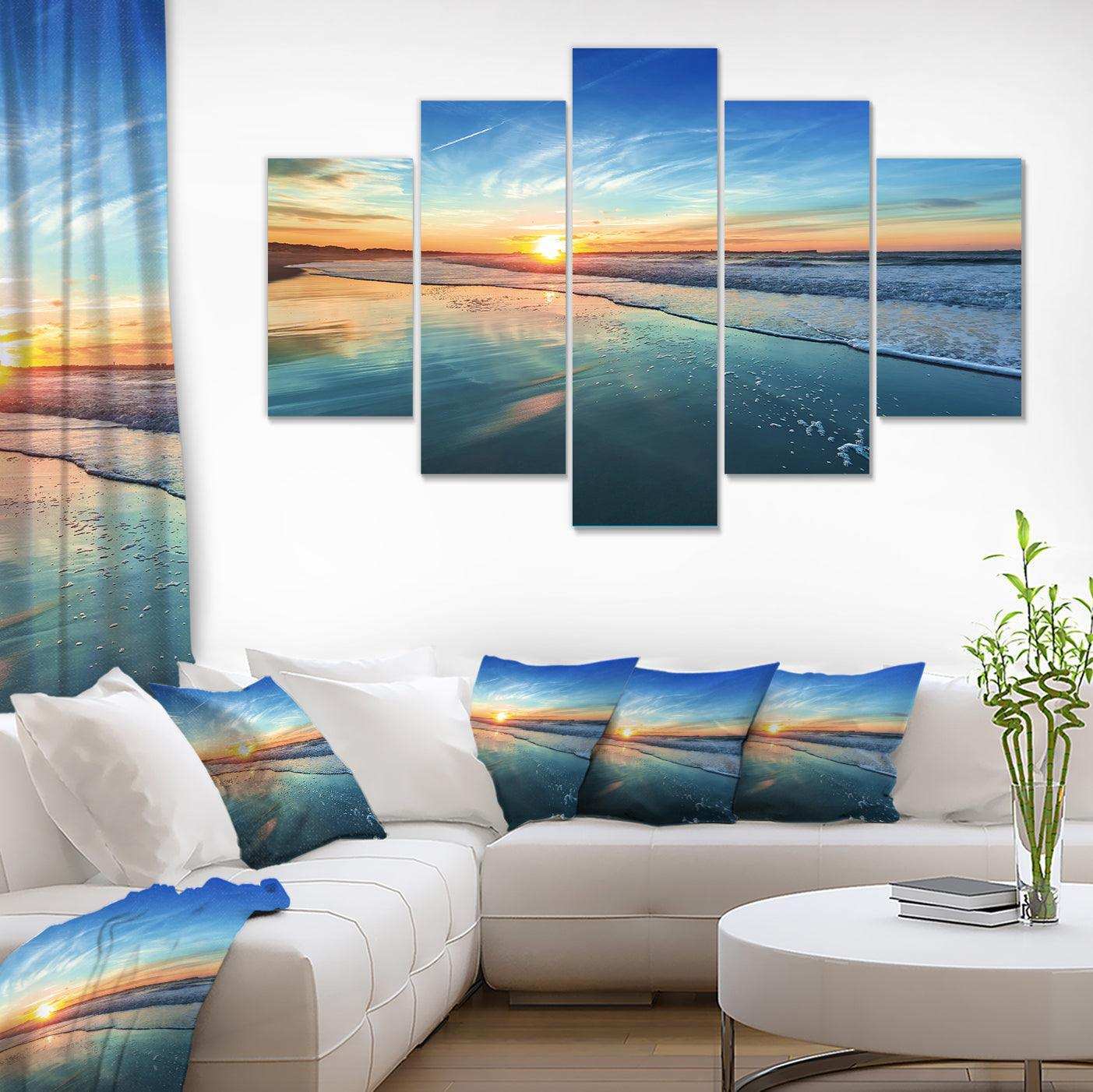 Blue Seashore with Distant Sunset Multi-Panels
