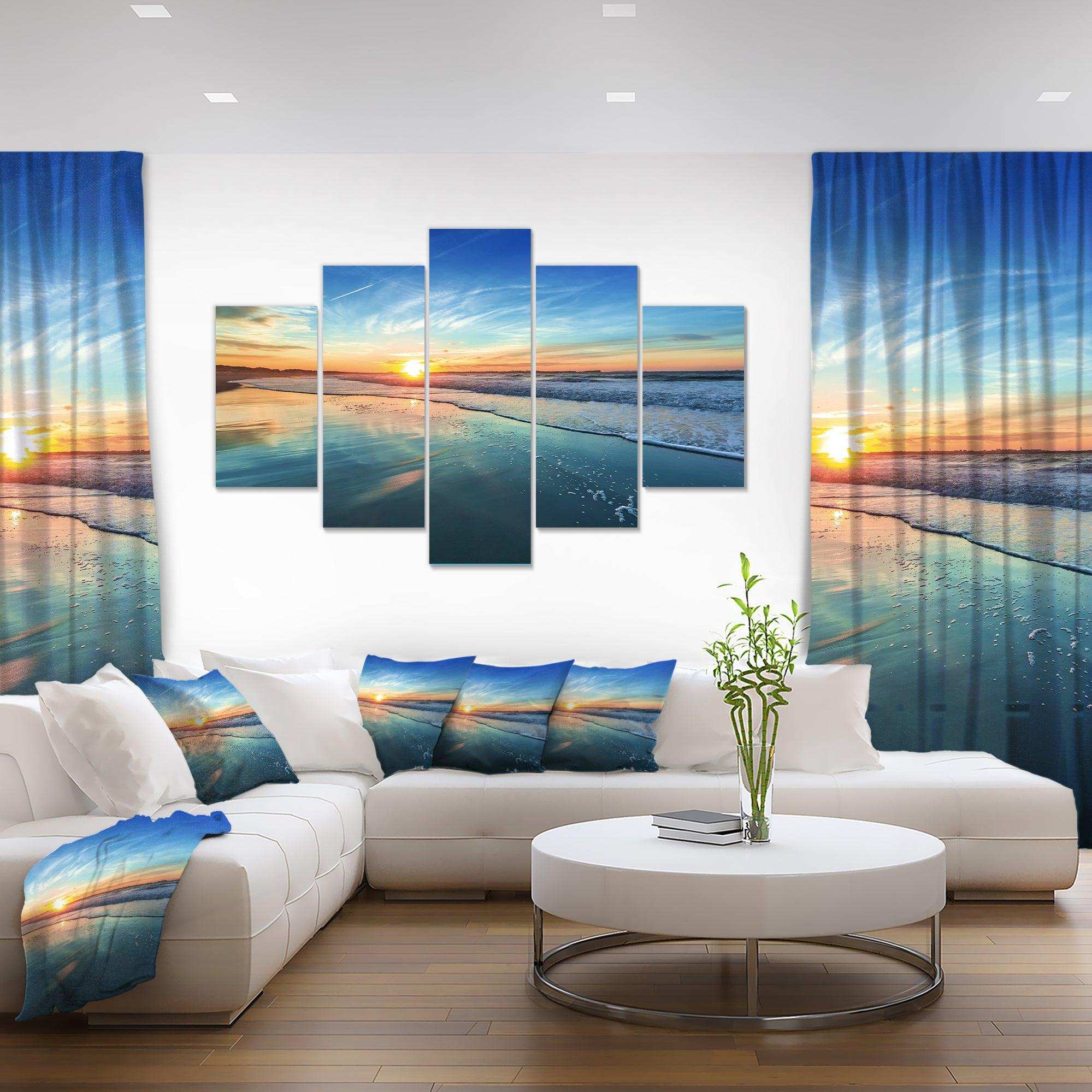 Blue Seashore with Distant Sunset Multi-Panels