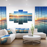 Blue Seashore with Distant Sunset Multi-Panels