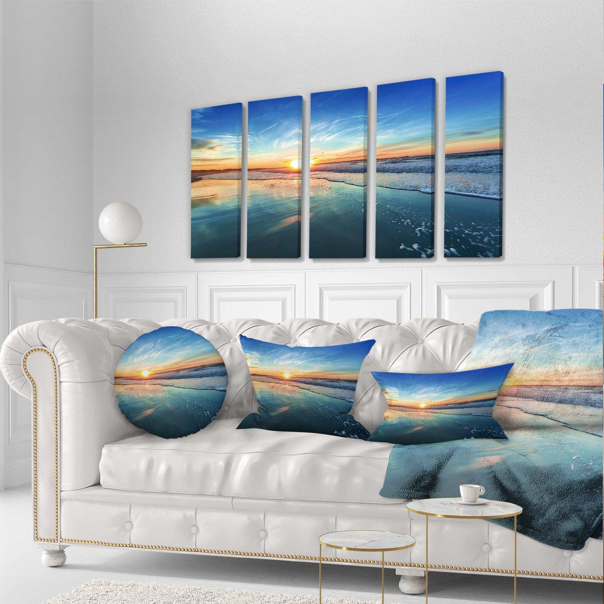 Blue Seashore with Distant Sunset Multi-Panels