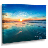 Blue Seashore with Distant Sunset