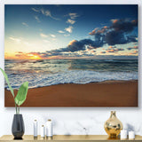 Sunrise and Glowing Waves in Ocean