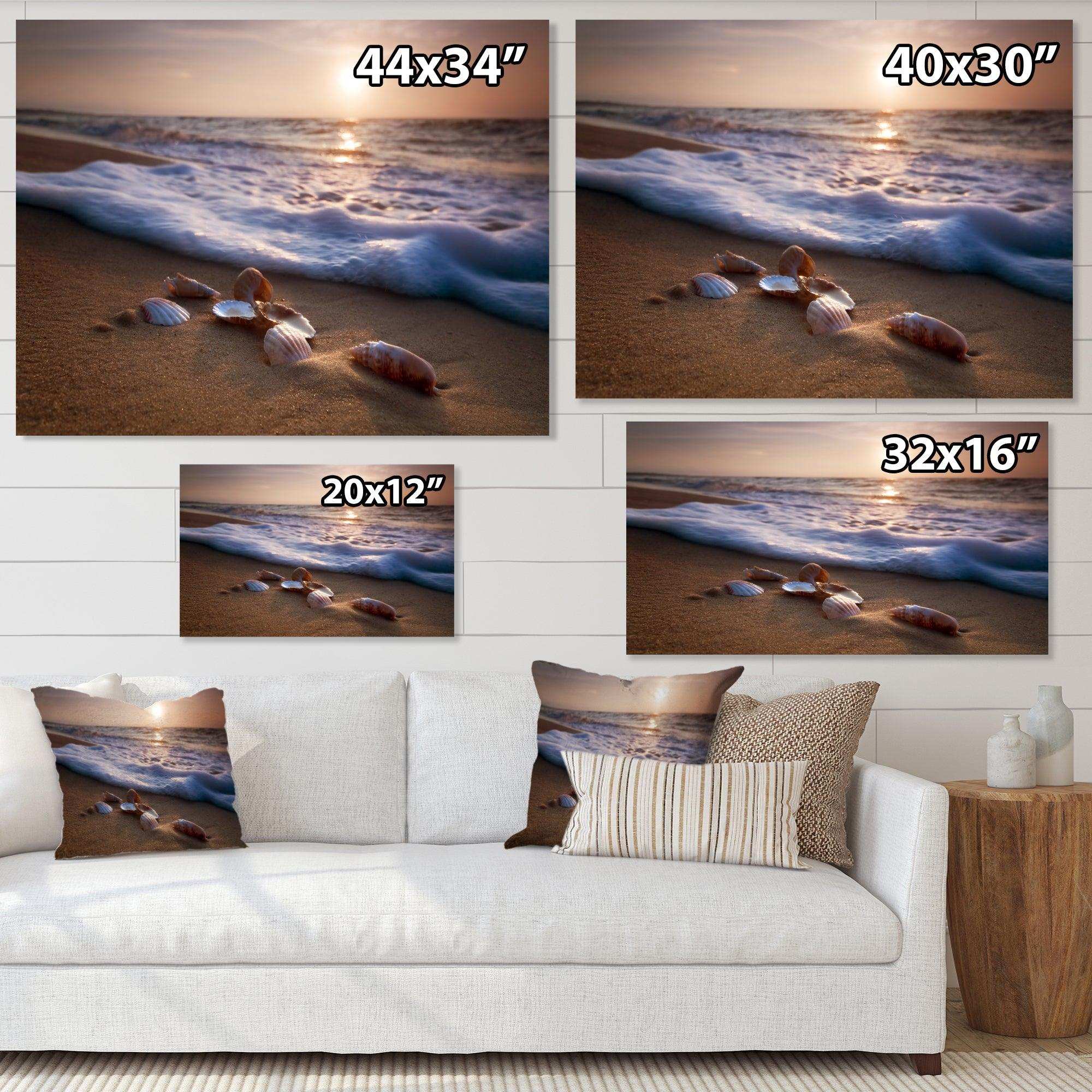 Waves Approaching Seashells on Sand