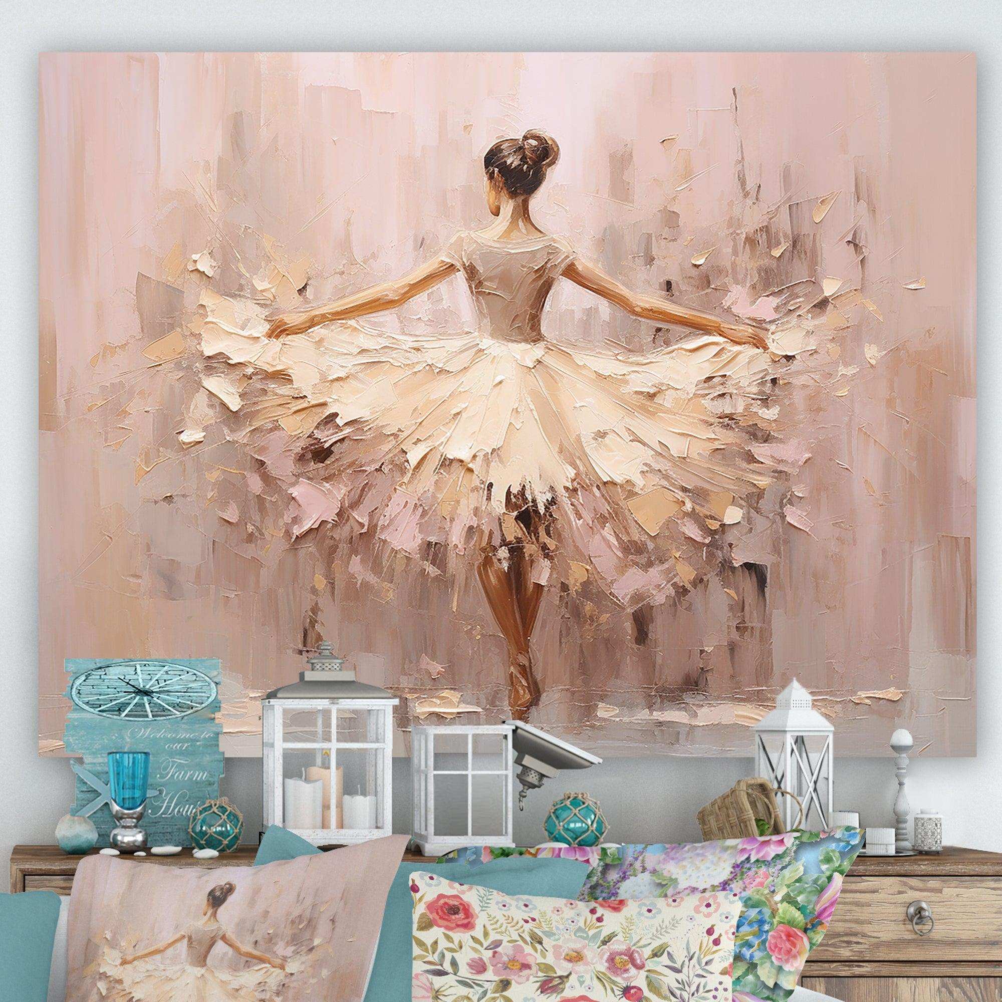 Beige Gold Minimalism Ballerina II - Fashion Canvas Wall Art