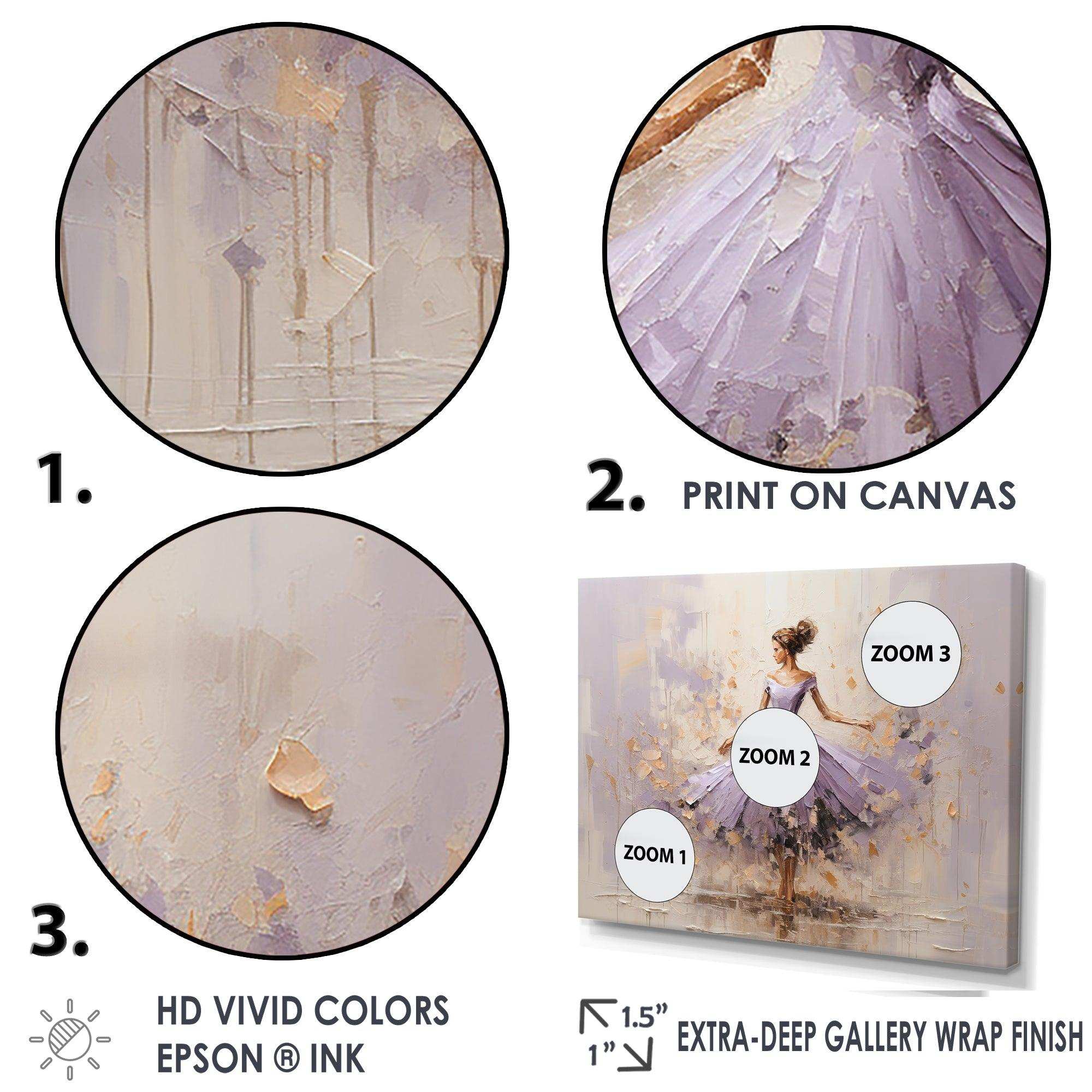 Minimalism Purple Gold Ballerina I - Fashion Canvas Wall Art