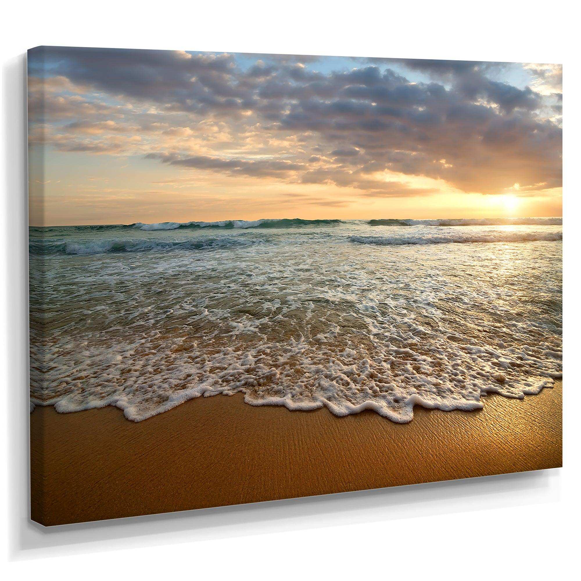 Bright Cloudy Sunset in Calm Ocean