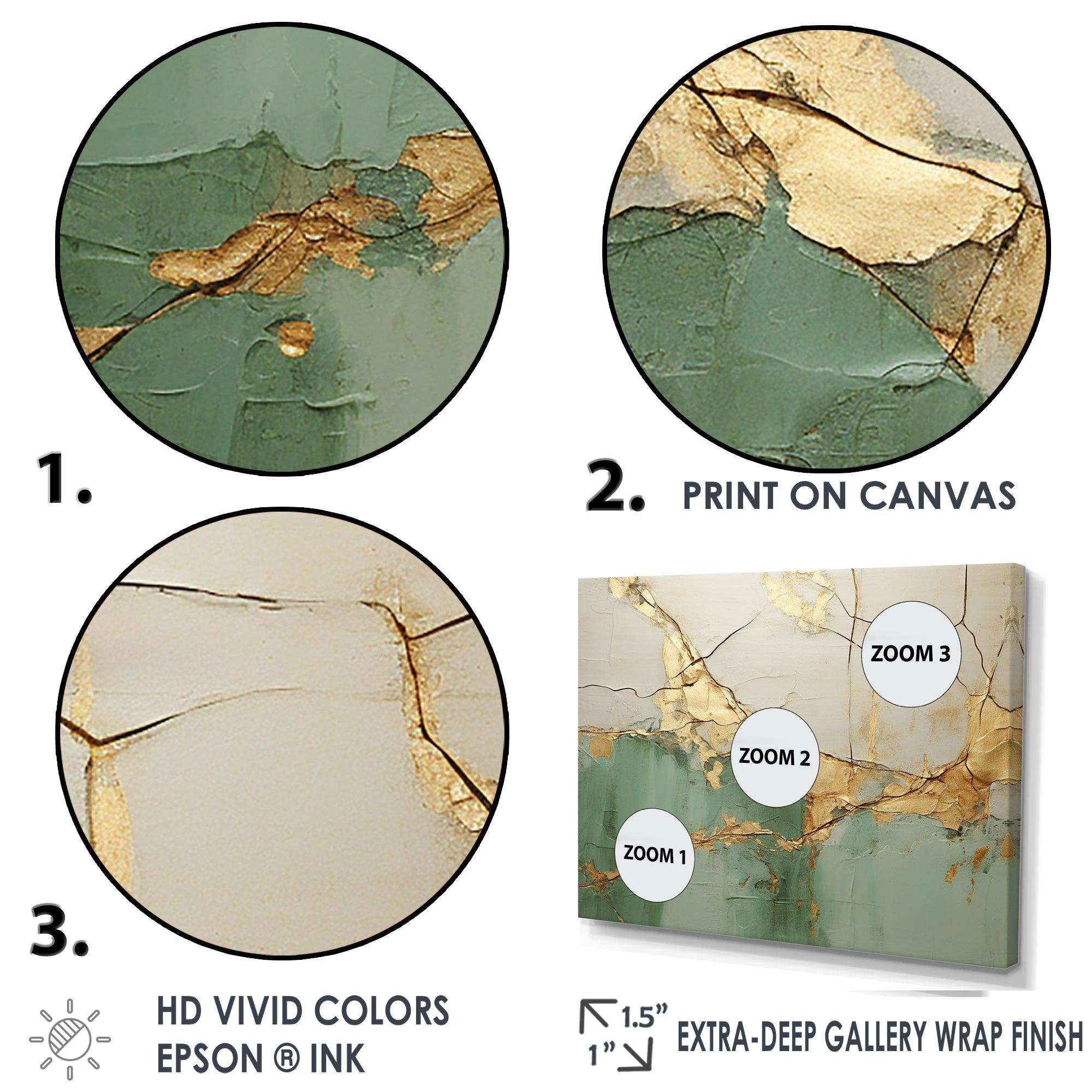 Green Gold Minimalism Poteries - Abstract Canvas Wall Art