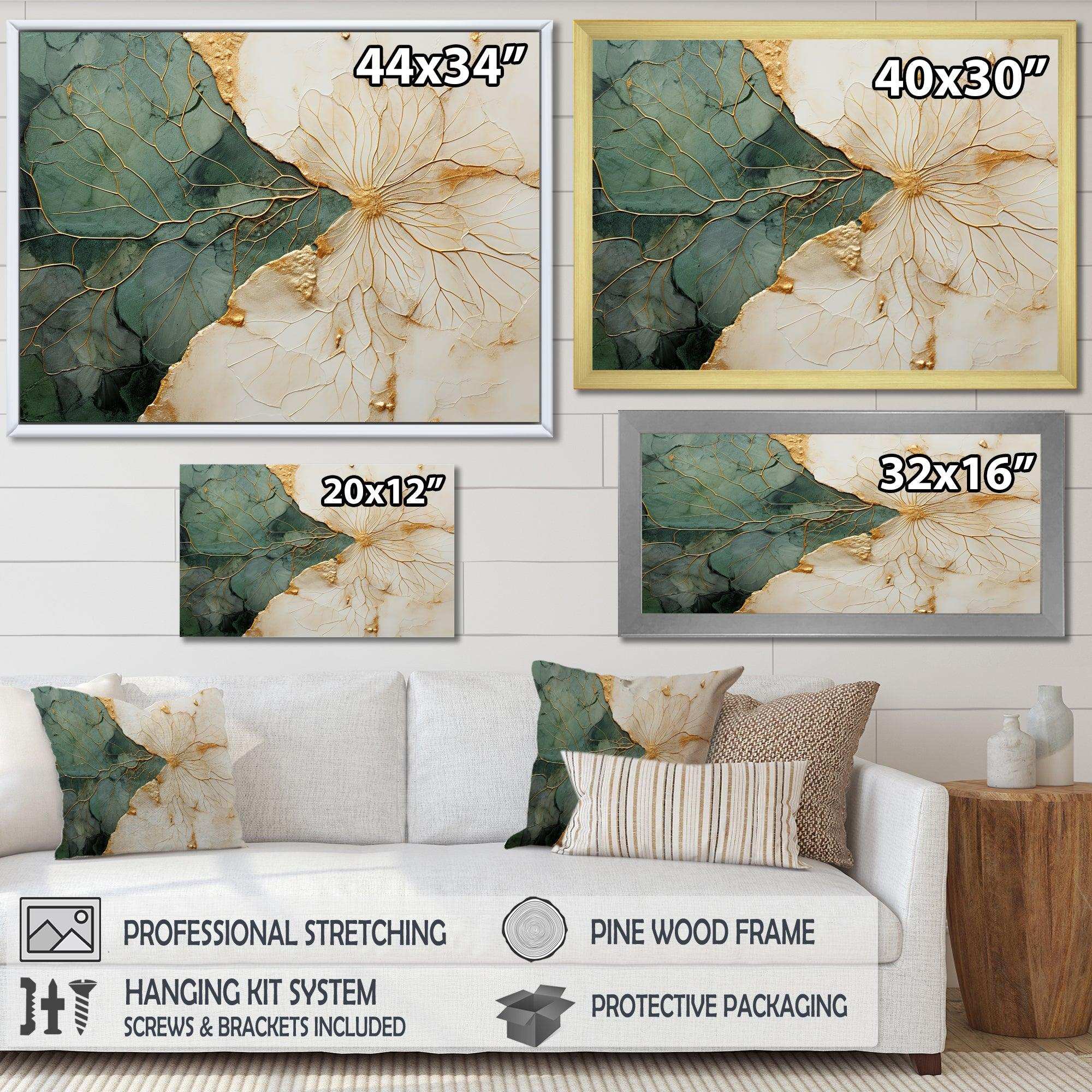Green Gold Minimalism Poteries I - Abstract Canvas Wall Art